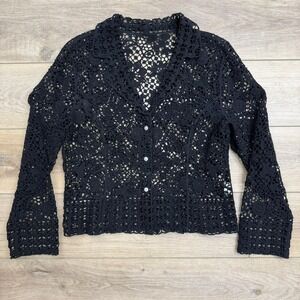 Lafei Nier Couture Crochet Venetian Lace Rhinestone‎ Blazer Jacket Whimsigoth XL